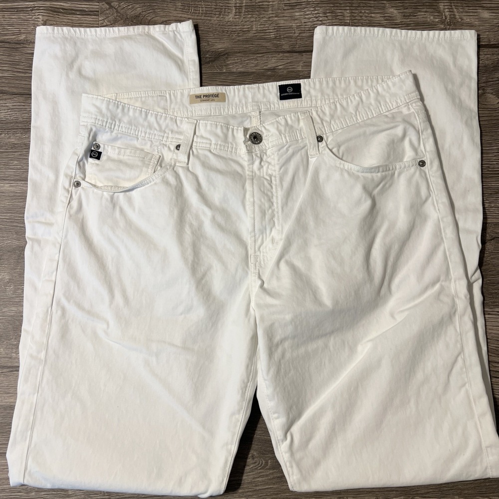 Adriano Goldschmied Protege Straight Leg White Denim Jeans Size 36x34 (37x36) - Picture 3 of 11